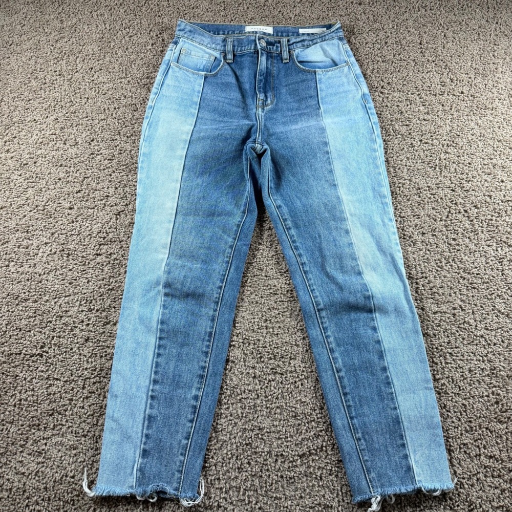 PacSun Vintage Icon Patchwork mid Rise skinny Jeans Blue 27 boho retro Y2K ankle - Picture 5 of 10